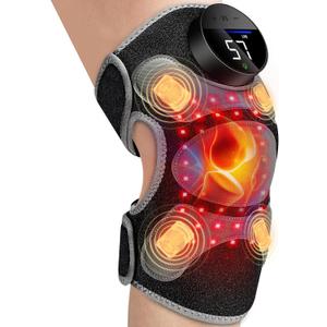Upgrade 4 Massage Area Knee Brace & Red Light Therapy for Knee, Cord-Free Rechargeable Controller, 20Min Auto Shut-Off, 660nm & 850nm Red Light Therapy Device for Knee/Elbow/Shoulder.