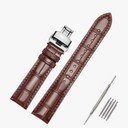 Moran Genuine Leather Band Alligator and Cowhide Replacement Deployment Buckle Watch strap18mm to 24mm Crocodile Leather Strap for Men's and Women's