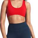Aoxjox Women's Workout Sports Bras Basic Baddie Fitness Training Gym Bra Yoga Crop Tank (Medium, Racing Red)