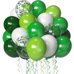 Green Balloons Dark Green Balloon Set, 50 Pcs 12 inch Different Shades Emerald Green Lime Green Confetti Latex Balloons For Jungle Safari Party Supplies St. Patrick's Day Decoration