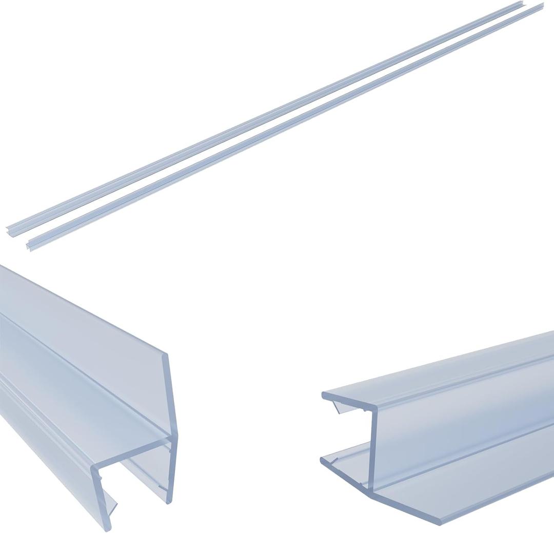 2 Packs Frameless Pivot Shower Door Side Seal Strip for 3/8 Inch (10mm) Glass, 80 Inches Vertical Polycarbonate H-Jamb 180 Degree 80" Long (2 Seals for 3/8" Glass Pivot Door)