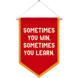 Inspirational Classroom Canvas Banner Wall Decor, Sometimes You Win Sometimes You Learn Positive Affirmations Motivational Hanging Pennant Flag Banner for Classroom Kids Room Playroom