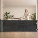 Miumoon 100 inch Retractable Baby Gates 42 inch Tall, Retractable Gate with Reinforced Strip Design to Prevent Crawling Through, 8 FT Extra Wide Retractable Dog Gate for Indoor/Outdoor (Black)
