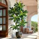 Tall Fake Tree Artificial Trees Plant with White Planter Pot Indoor Outdoor Potted Silk Plants Large Faux Trees loor Floor for Home Living Room Decor Outside Patio para decoracion Housewarming Gift (6ft)