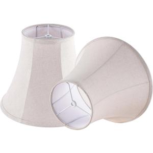 Beige Bell Lamp Shades Set of 2 Medium LampShade 6.7``Top x 13``Bottom x 10``High(Spider) Traditional Lamp shades for Table & Bedside Lamp - Hand Crafted Shade Replacement