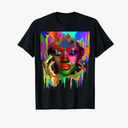 Cool African Woman Afro Color Painted Face T-Shirt, size -XL