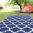 Reversible Rugs Plastic Rug Outdoor Rug Lightweight Outside Mats Modern Outdoor Rug for Patio Portable Mats for RV Backyard Deck Picnic Beach (6x9, Blue)