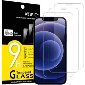 NEW'C 3 Pack Designed for iPhone 12 Mini Screen Protector (5.4"), Enhanced Tempered Glass Protection, Case Friendly Anti Scratch Bubble Free Ultra Resistant (Transparent)