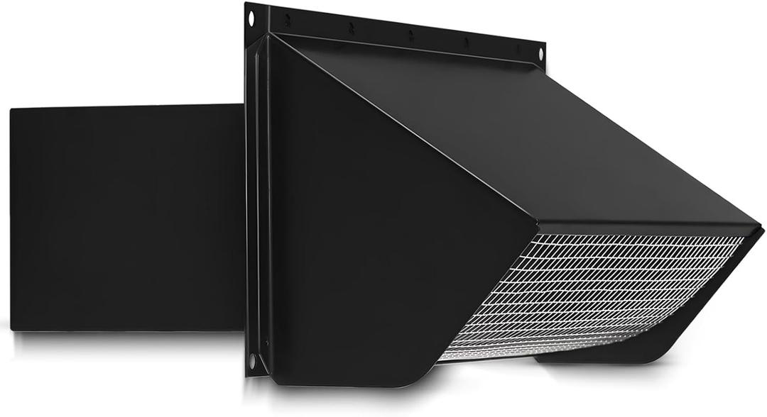 Microwave Vent Range Hood Wall Cap, 3-1/4" x 10" Rectangular Exhaust Vent Cover with Damper & Screen, Replacement for Broan & Most Over-the-Range Microwaves, Kitchen & Bathroom Ventilation, Black