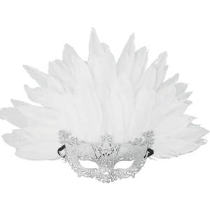 Gionforsy Carnival Headpieces Mask for Women Feather Headdress Mardi Gras Accessories 1920s Flapper Headband (One Size, Silver)