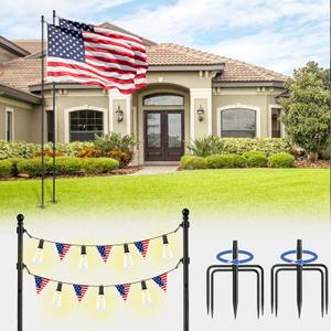 ZMTECH 10 FT 2 Packs Flag Pole in Ground,Extra Thick Flag Pole Kit for Yard,Windproof Ground Flag Poles for Outside House Residential or Commercial