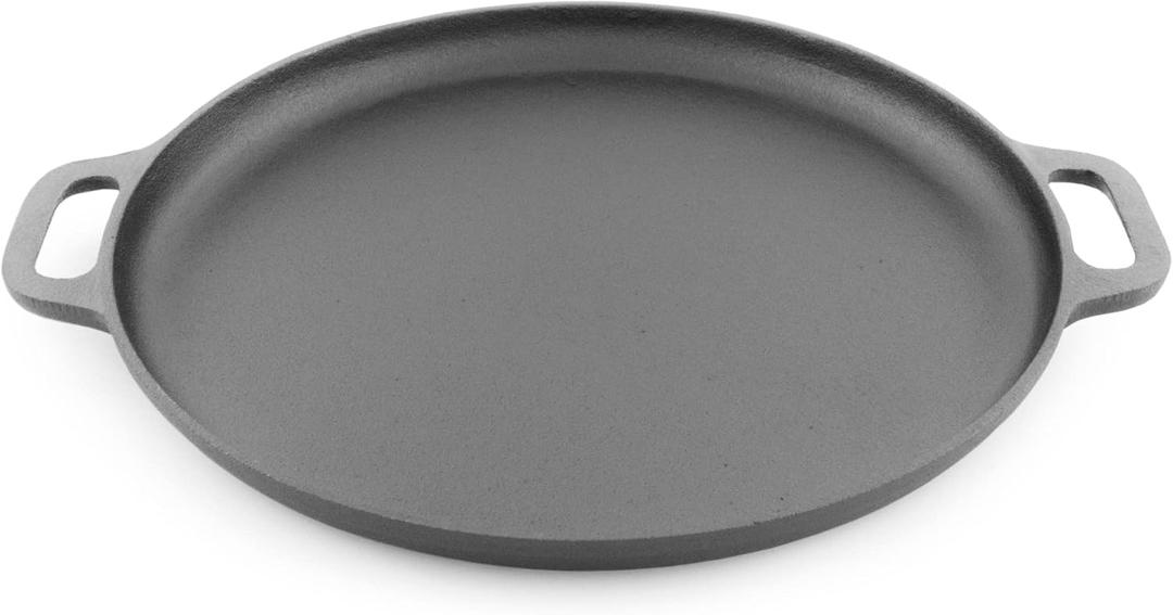 Pre-Seasoned Cast-Iron Griddle/Pizza Pan, 14", Black