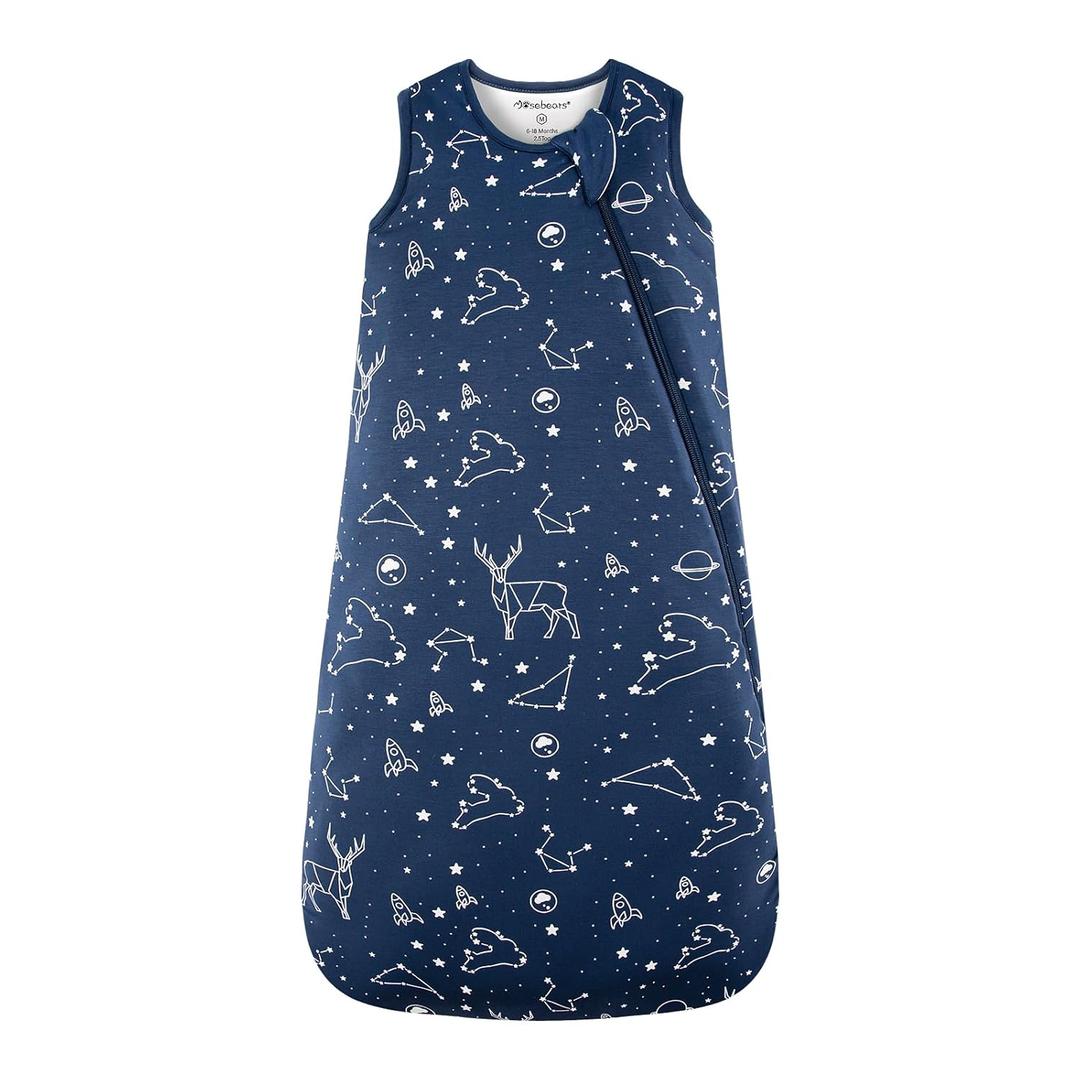 Mosebears Unisex Rayon Made from Bamboo Sleep Sack with 2-Way Zipper,2.5 Tog Baby Winter Sleep Sack(Navy Blue,18-36 Months)