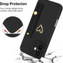 Fiyart Designed for iPhone 16 Case with Phone Holder Cute Love Hearts Pattern Slim Protective Camera Protection Cover with Wrist Strap Kickstand for Women Girls 6.1"-Black