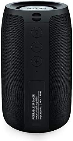 Bluetooth Speaker,MusiBaby M68 Small Portable Speaker:Speaker with BT5.3,Waterproof,Wireless,Bass,HD Sound,24H Playtime for Outdoor，Beach,Party,Stocking Stuffers,White Elephant Gifts(Blk)