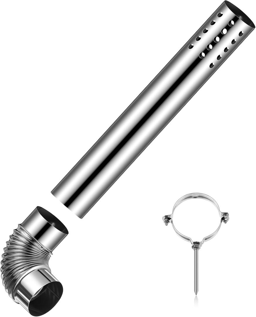 Blulu Stainless Steel Direct Vent Pipe Kit for Tankless Water Heater of 3" Od Elbow and 3" Od x 19.7 Length Horizontal Termination Pipe with Chimney Rain Cap and Clip for Water Heater and Ductwork