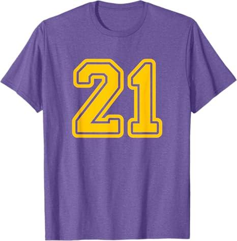 Number #21 Yellow Sport Number 21 T-Shirt M