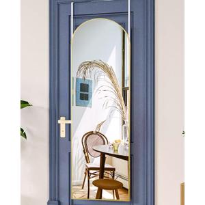 Full Length Arched Mirror, 16'' x 50'', Hanging/Leaning, Home Decor, Gold