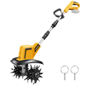 DEVONIC Cordless Electric Garden Tiller,330RPM Electric Garden Tiller, 8 in Tilling Width and 6 in Depth Garden Rototiller for Lawn/Gardening/Soil Cultivation (Without Battery)