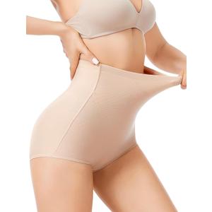 Cephermer Tummy Control Shapewear Panties for Women Body Shaper Underwear Seamless Shapewear Panty Girdle (Medium, Beige-high Waisted)