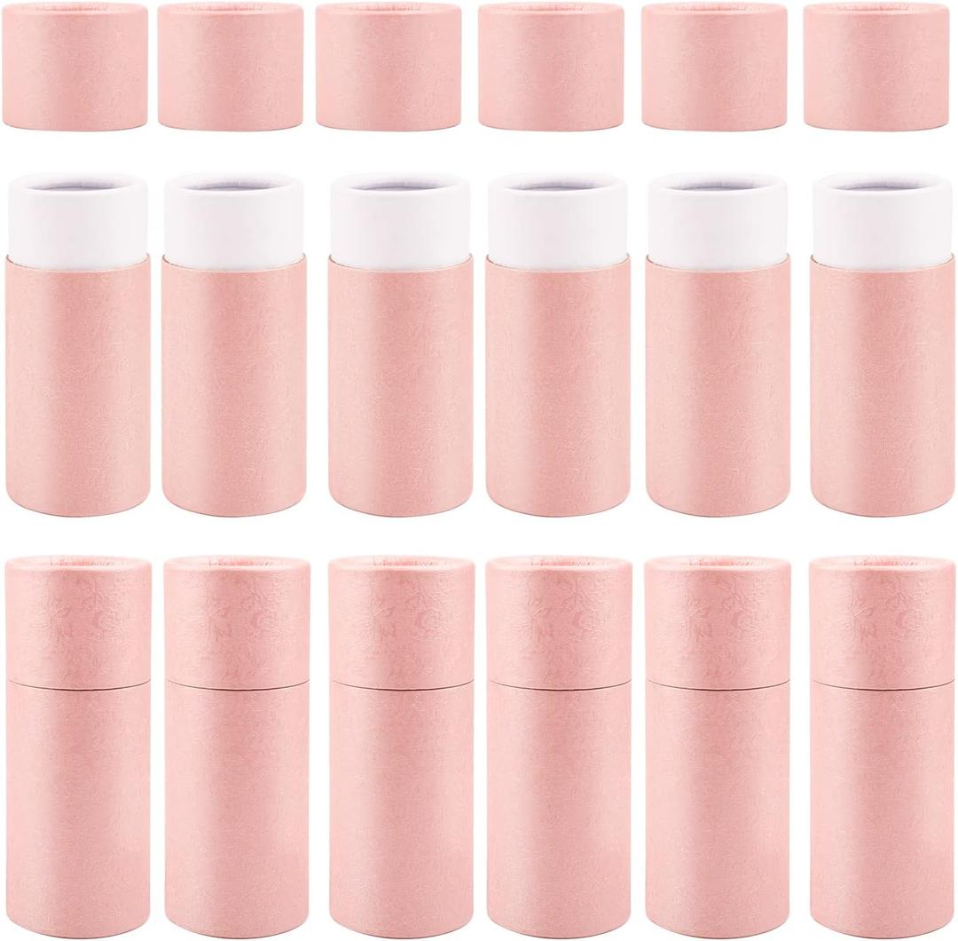 12 Pack 30ml Empty Kraft Paper Tubes Round Kraft Paperboard Jar Containers Cardboard Essential Oil Bottle Tube Box with Lid for Tea Coffee Cosmetic Crafts Gift Packaging - Pink
