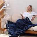 Tefici Electric Heated Blanket Throw, Super Cozy Soft 2-Layer Flannel 50" x 60" Heated Throw with 6 Heating Levels & 4 Hours Auto Off, Machine Washable, ETL&FCC Certified, Home Office Use,Blue