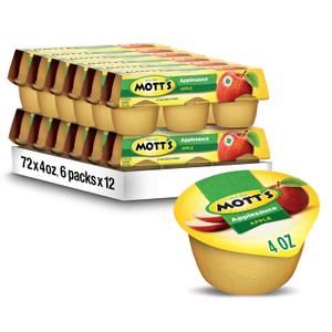 Mott's Applesauce, 4 Oz Cups, 72 Count (12 Packs Of 6), No Artificial Flavors, Good Source Of Vitamin C, Nutritious Option For The Whole Family (4 Ounce (Pack of 72))