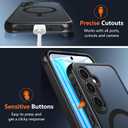 Magnetic for Samsung Galaxy A35 5G Case with Tempered Glass Screen Protector, Compatible with MagSafe, Shockproof Protective Translucent Back Phone Case Cover for Samsung A35 5G (Black)