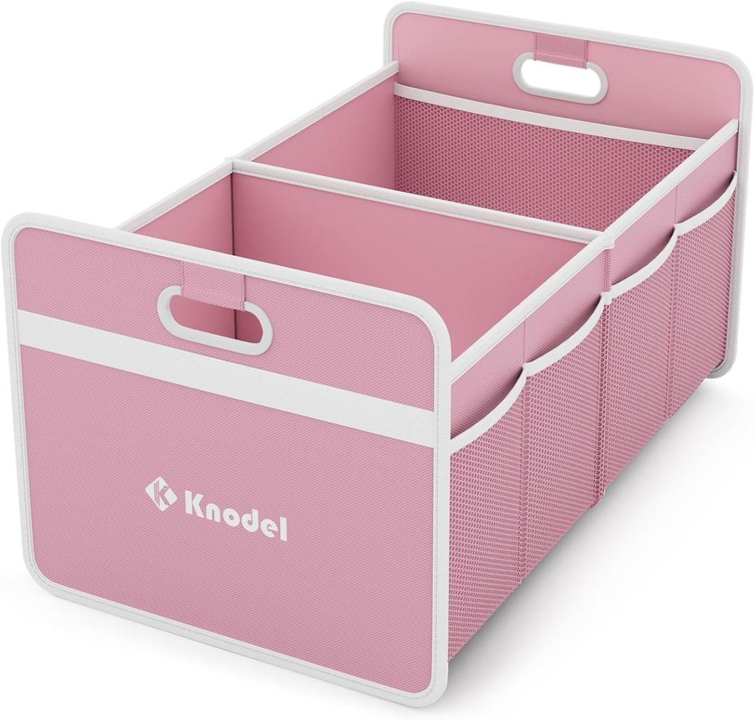K KNODEL Car Trunk Organizer, Foldable Organizer for Car, Automotive Consoles & Organizers, Storage with Reinforced Handles (Small, Pink)