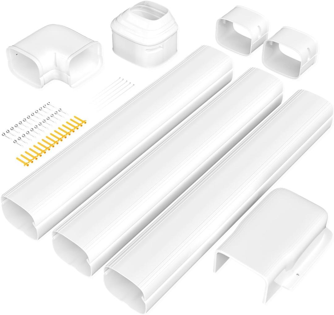11 Ft Mini Split Line Set Cover 3 Inch, PVC & PP Line Hide for Mini Split, Line Cover Set Universal for Mini Split AC & Central AC