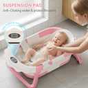 TPN 4-in-1 Grow-with-Me Collapsible Baby Bathtub, Baby Tub for Newborns to Toddler with Soft Floating Cushion & Thermometer, Portable Baby Bath Tub, Infant Bathtub for Bath Support in Tub,Pink