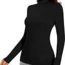 Women's Turtleneck Long Sleeve Thermal Tops Slim Fitted Lightweight Thin Basics Layer Tshirt (XS-2XL) (Black, S)