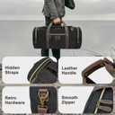 Duffle Bag for Travel, 50L Canvas Duffle Bag Vintage Travel Bag Overnight Bag with Shoes Compartment Men (Black)