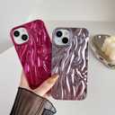 Caseative for iPhone 13 Case, Silver | Pleated Water Ripple Chrome Wave Pattern Soft