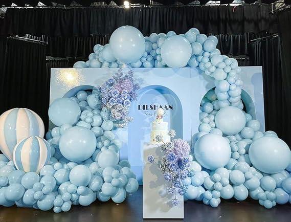 Pastel Blue Balloon Garland Kit Double Stuffed Light Baby Blue Balloons Arch Different Sizes 18/12/5 Inch for Baby Shower Birthday Gender Reveal Wedding Graduation Party Decorations