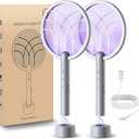 Mosiller Electric Fly Swatter Racket, 4000V Bug Zapper with 1800mah Rechargeable Battery & Dual Modes, 2 in 1 Purple Mosquito Light Killer with 3Layer Safety Mesh for Indoor Home Patio Camp(1 Pack)