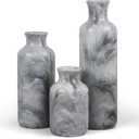 YMXYJM Resin 3 Piece Vase Set, Farmhouse Decor, Home Decorative Vase, Vases for Your Kitchen, Bedroom, Office, Living Room, Bathroom, & Shelf Centerpiece Table Decorations, Grey (Gray)