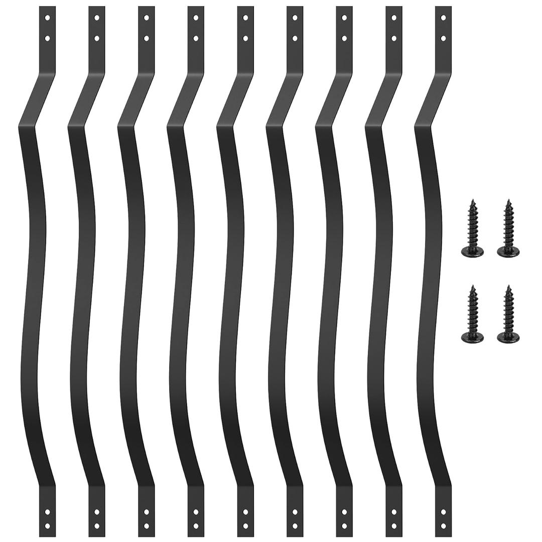 Akenow 61 Pack Metal Deck Spindles, 36"X1", Heavy Duty Railing, Wave Arc Baluster with Black Screws, Stylish for Outdoor Stair Porch