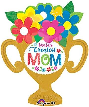Anagram 29" Trophy Cup World's Greatest Mom Mother's Day Party Decoration Supply Mylar Foil Helium Balloon