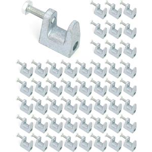 QWORK Beam Clamp, 50 Pcs 3/8" Zinc Plated Iron Safety Beam Clamp, 13/16" Jaw Opening
