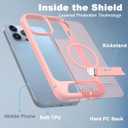 Magnetic Compatible with iPhone 12 Pro Max & iPhone 13 Pro Max Case, [Built-in Invisible Kickstand][Compatible with Mag-Safe] Slim Translucent Matte Phone Case for iPhone 12/13 Pro Max, Pink