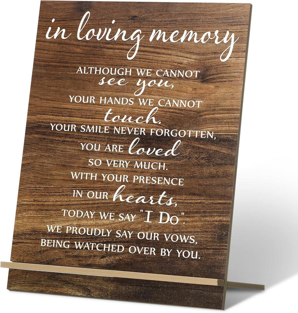 Chunful in Loving Memory Wedding Sign Acrylic Memorial Table Sign for Wedding Wooden Decor for Ceremony and Reception(Classic)
