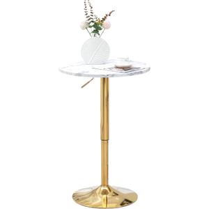 Finnhomy 24'' Round Cocktail Bar Table with Metal Base, Tall Bistro Pub Table, Adjustable 27.9''-35.4'' Counter Bar Height for Kitchen, Dining Room, Living Room, Easy Assembly, Gold