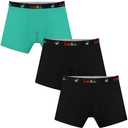 Carer Boys Incontinence Underwear Washable Kids Cotton Incontinence Boxer Briefs with Front Absorbency 80ml Reusable Leak Proof Underwear for Youth Boy Age, Size: L (2 Black, 1 Green)