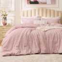 BEDELITE Blush Pink King Size Comforter Set - 3 Pieces Boho Tufted Jacquard Bedding Comforter Sets, Lightweight Soft & Warm King Bedding Set with 2 Pillowcases for All Season