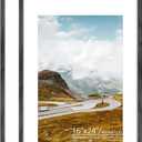 ENGLORY 16x24 Black Oak Wood Picture Frame - 16"x24" Poster Frame, 16x24 Picture Frame With 12x18 Mat Natural Solid Wooden Picture Frames for Wall Art Photo and Prints(2 Pack, Black)