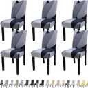 JQinHome Pattern Chair Covers for Dining Room Set of 6, High Stretch Removable Washable Parsons Chair Slipcover for Home Party Hotel Wedding Ceremony (White Grey,6PCS)