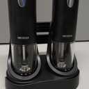 Electric Salt and Pepper Grinder Set with Rechargeable Base - Automatic Refillable Electric Salt and Pepper Shakers with Large Capacity, LED Light & Adjustable Coarseness, Black