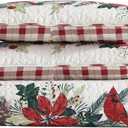 Beatrice Home Fashions Lightweight Full/Queen Holiday Quilt Bedding Set Cardinal Garland, Poinsettia, White, Red, Green