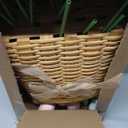 Spring Tulip Basket Wreaths for Front Door with 15 Artificial Tulip 19 Inch and Woven Floral Hanging Basket Pink White Flower Wreath for Spring Easter Wedding Rustic Farmhouse Window Porch Decor